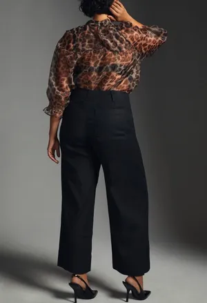Anthropologie Maeve The Colette Linen Blend Wide-Leg Crop Pants, Size 33 Tall thumbnail 6