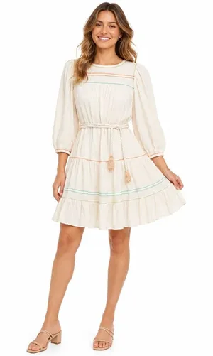 Current Air  - Tiered Mini Dress with Braided Belt thumbnail 1