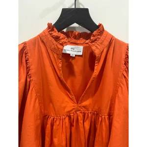 Never A Wallflower High Neck Ruffle Cotton V-Neck Blouse Sz XS thumbnail 2