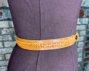 Liz Claiborne belt genuine leather brown braided skinny western thumbnail 1