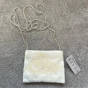 Vtg Moyna Small Beaded Lace Shoulder Bag Crossbody Purse Evening Bride Wedding thumbnail 1