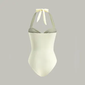 CoMMENSE Bow Tie Halter One-Piece Swimsuit COLOR - Beige, size Medium NWT thumbnail 7