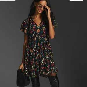 ANTHROPOLOGIE Robin Tiered‎ Mini Dress in Black Floral thumbnail 7