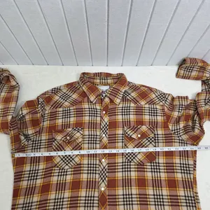 Wrangler Vintage Wrancher Flannel Plaid Pearl Snap Western Shirt‎ Mens Size L thumbnail 3