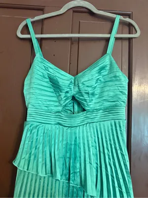 Abercrombie & Fitch Teal Pleated Tiered Spaghetti Strap Maxi Dress thumbnail 2