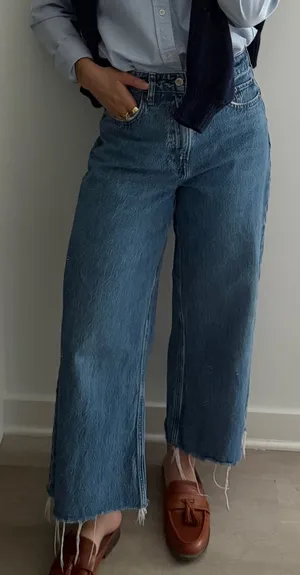 Abercrombie Wide Leg Crop Jeans Curve Love thumbnail 1