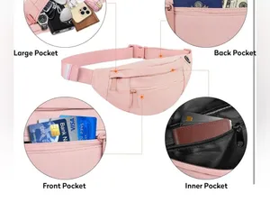 Belt Bag Pink 4 Zipper Pockets Fanny Pack Waist Bag Crossbody Travel Running OC4 thumbnail 6