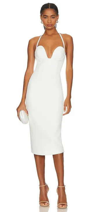Retrofête Cheryl White Bridal Halter Bodycon Midi Dress NWT Women’s XL thumbnail 1