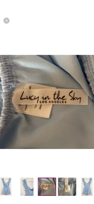 Lucy in The Sky Dress Size Medium Baby Blue Tiered Ruffle Open Tie Back Mini thumbnail 4