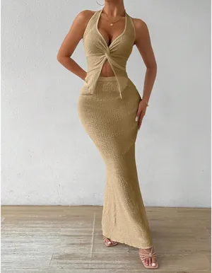 Halter skirt set Tan thumbnail 2