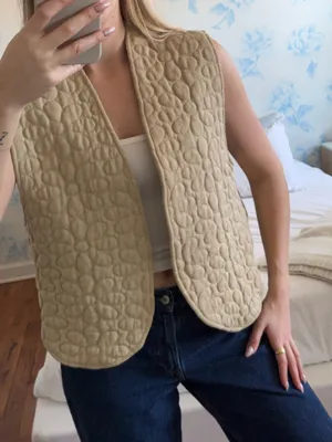 Free People Quilted Vest Green Tan thumbnail 2