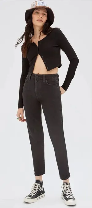 Aritzia Sunday‎ Best Zola Mom Jeans High-Waisted Tapered Denim Black Size 00 thumbnail 1