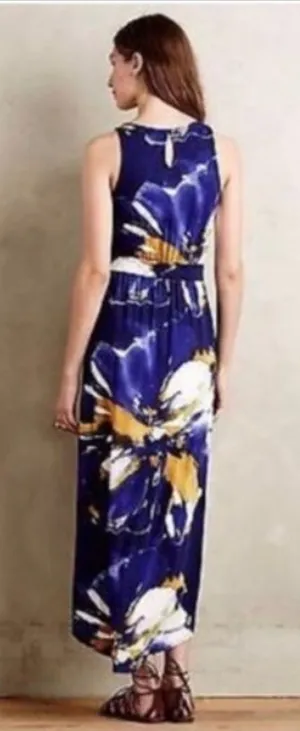 Weston Anthropologie sleeveless purple floral tulip hem maxi dress thumbnail 1