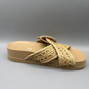 Marc Fisher Welti Slides Size 8.5 Mules Woven Raffia Buckle Boho Platform Sandal thumbnail 5
