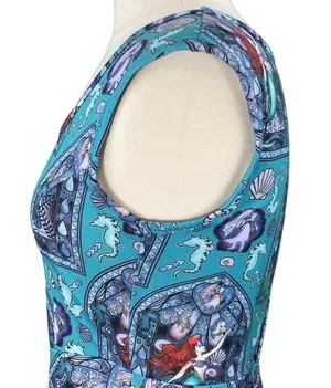 The Little Mermaid Teal Ariel Print Open Back Skater Dress thumbnail 11