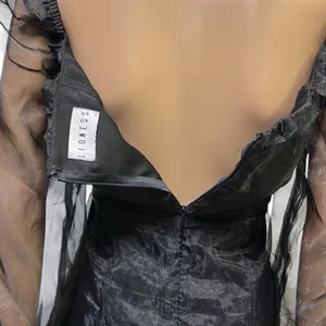 Lioness Black Corset Ruched Sheer Slv Feng Shui Lined Mini Dress Womens Medium thumbnail 7