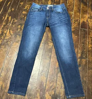 Kancan distressed stretchy dark wash 13/30 straight leg jeans thumbnail 1