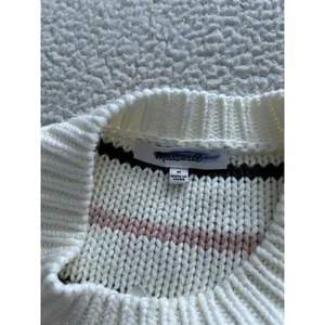 Madewell $98 Cotton Crewneck Sweater Dark Loden Stripe NT643 Size M thumbnail 8