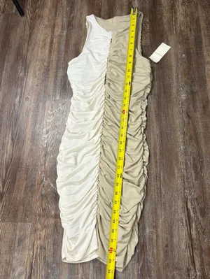 NWT Abercrombie & Fitch Bodycon Cinched Asymmetrical Ruched Midi Dress Small thumbnail 7