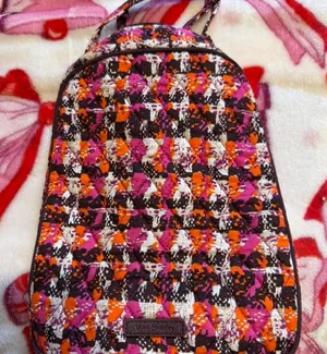 Vera Bradley Quilted Backpack Pink Orange Purple White Multi Pattern thumbnail 1