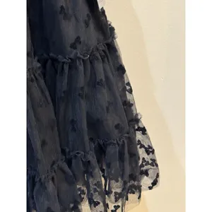 En Saison Casey Flutter Mini Dress Black Size Medium Embroidered Bows thumbnail 6