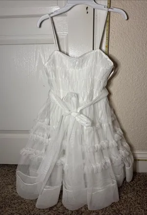 City Studio White Ruffled Mini Dress Size M thumbnail 1