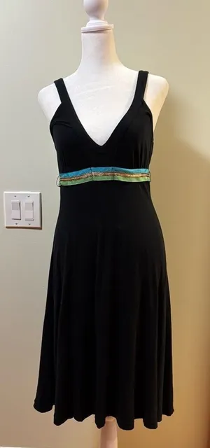 Free People black sleeveless midi dress with ribbon tie M vintage thumbnail 1