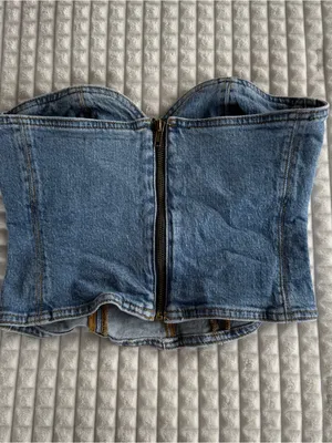 Zara Denim Corset Top thumbnail 2