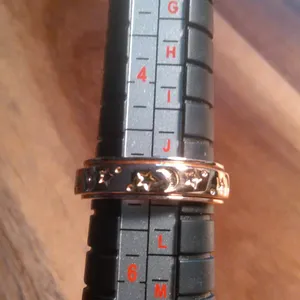Moon And Star Vermeil Rose Gold over Sterling Silver Spinner Ring (Size 5) thumbnail 3