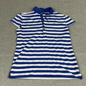 RLX Ralph Lauren Polo Womens S Blue Striped Short‎ Sleeve Collared Snap thumbnail 1