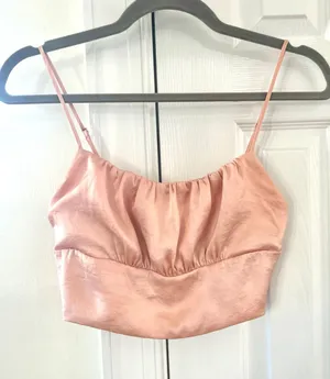Wilfred Sonnet Blush Pink Satin Cropped Camisole Bralette thumbnail 1