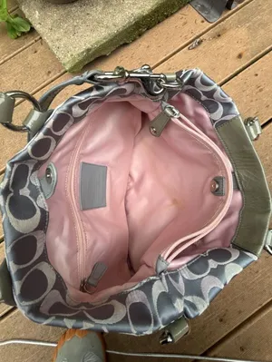 COACH Ashley Signature Sateen Carryall Satchel Handbag Purse Grey Pink F18450 thumbnail 6