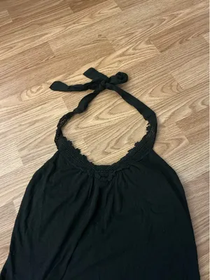 Y2K Route 66 halter black tank top size small thumbnail 4