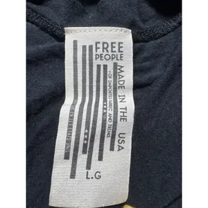 Free People Black Deep V Neck Short Sleeve Thong‎ Bodysuit L Made in USA thumbnail 6