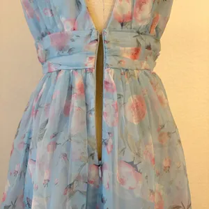 Lulus Garden Romance Organza Maxi Dress M Light Blue Floral Print Formal Wedding thumbnail 10