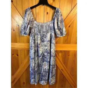 NSR LAYLA PRINTED MIDI DRESS IN BLUE PATCH nwt Size Med (2910) thumbnail 6