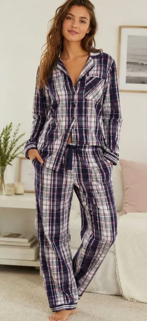 Victoria Secret Plaid Cotton Blend Pajama Set thumbnail 1