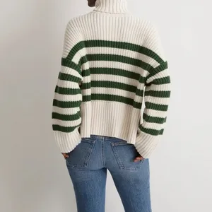Madewell Wide Rib Turtleneck Sweater Varsity‎ Green Stripe XL Fall Winter Warm thumbnail 2