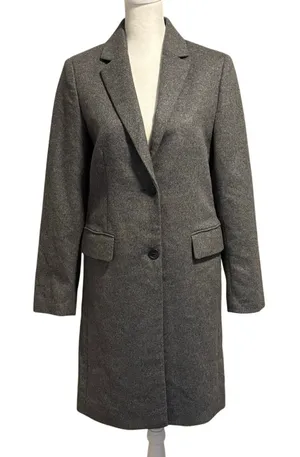 Uniqlo Women’s Size S Wool Cashmere Long Coat Grey Minimalist thumbnail 1