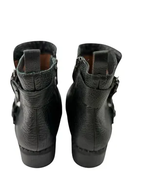 Gentle Souls Benton Moto Boots Womens Size 10 Black Pebbled Leather Combat Ankle thumbnail 4