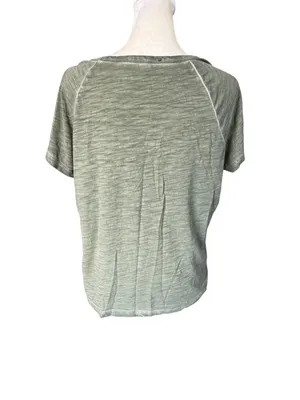 Sanctuary khaki green pullover tie front short sleeve top women's size small thumbnail 4