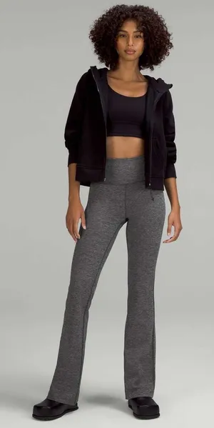 Lululemon Groove Super-High-Rise Flared Pant Nulu Heathered Graphite Grey Size 2 thumbnail 1
