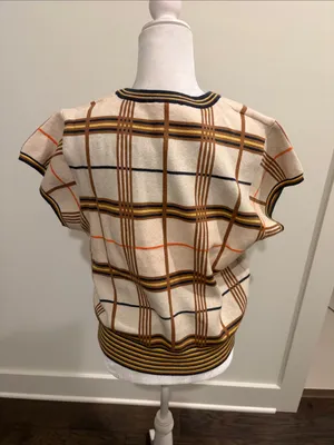 New With Tags THML Plaid Short Sleeve Sweater Sz M thumbnail 3