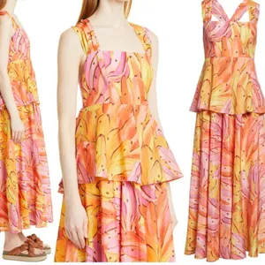 Farm Rio Ombra Banana Tie Back Maxi Dress size S thumbnail 2