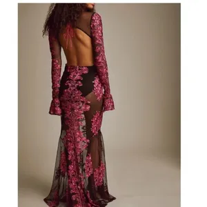 For Love and Lemons Temecula Cut Out Embroidered Lace Maxi Dress thumbnail 2