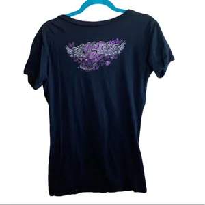 Hot Leathers Graphic V-Neck Tee Winged‎ Motorcycle Biker Top Size Large thumbnail 3