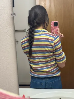 Zara striped collared tee shirt thumbnail 2