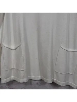 Zenana Women's L/XL White Sweater with Front Pockets thumbnail 2
