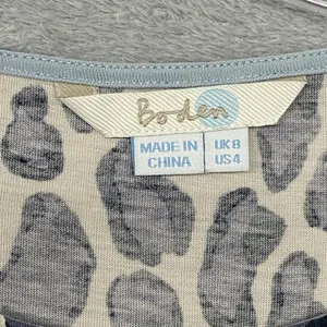 Boden Womens 4 Gray White Animal Print Tee 3/4 Sleeve Cotton Lyocell Shirt W0094 thumbnail 3