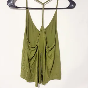 LULULEMON Size 4 Bronze Green Silk Modal Tied T- Back Relaxed Yoga‎ Tank thumbnail 5